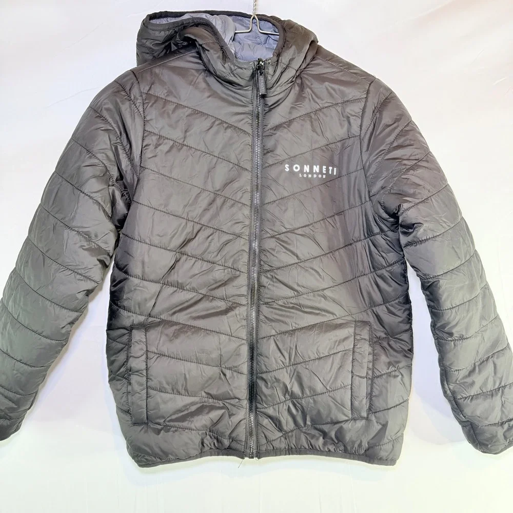 Sonneti‎ London Boys Black Puffer Jacket Hooded Quilted Coat Size Medium Kids